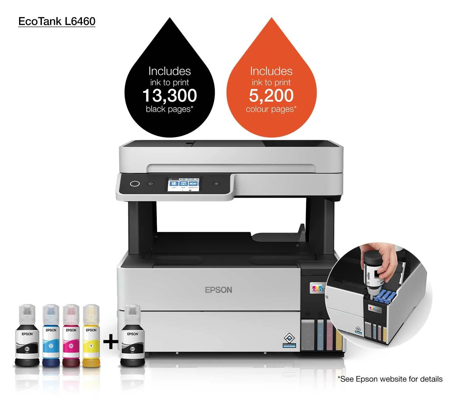 Epson Ink Tank Color Printer L6460 A4 Multi Function with WiFi | Duplex | ADF (4 Colour) view 2